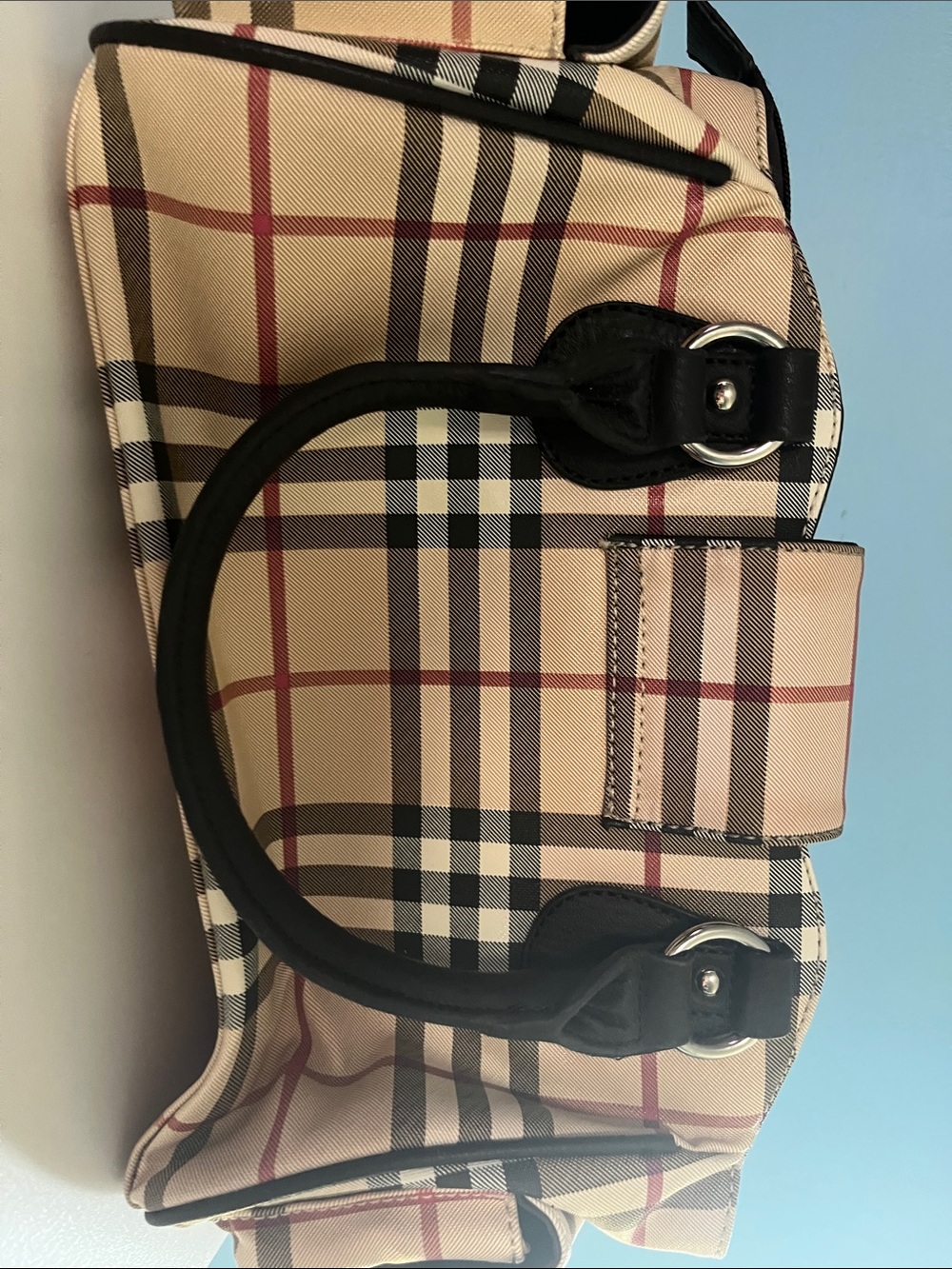Classic Plaid Satchel Handbag in Beige - Picture 6 of 16